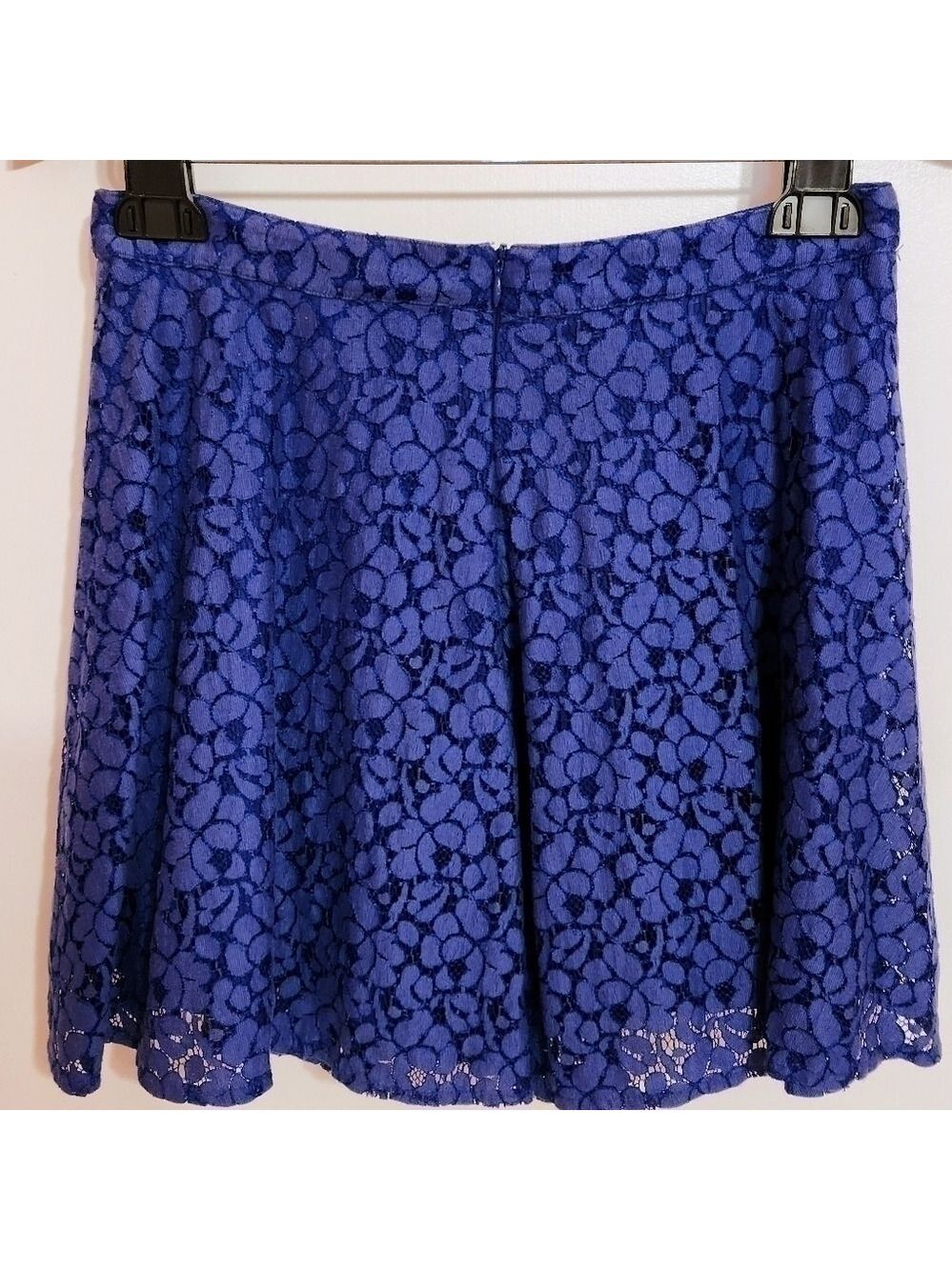 Topshop Floral Lace Skater Skirt Royal Blue Size 6 - Picture 7 of 11